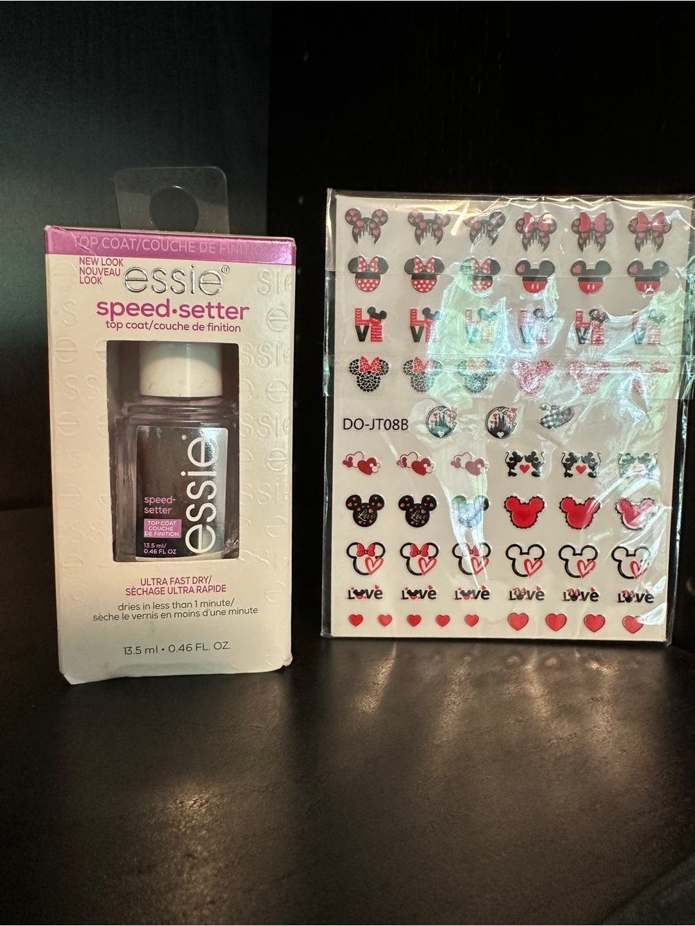 Disney Nail Decals and Essie Top Coat Set Polished Manicure DIY